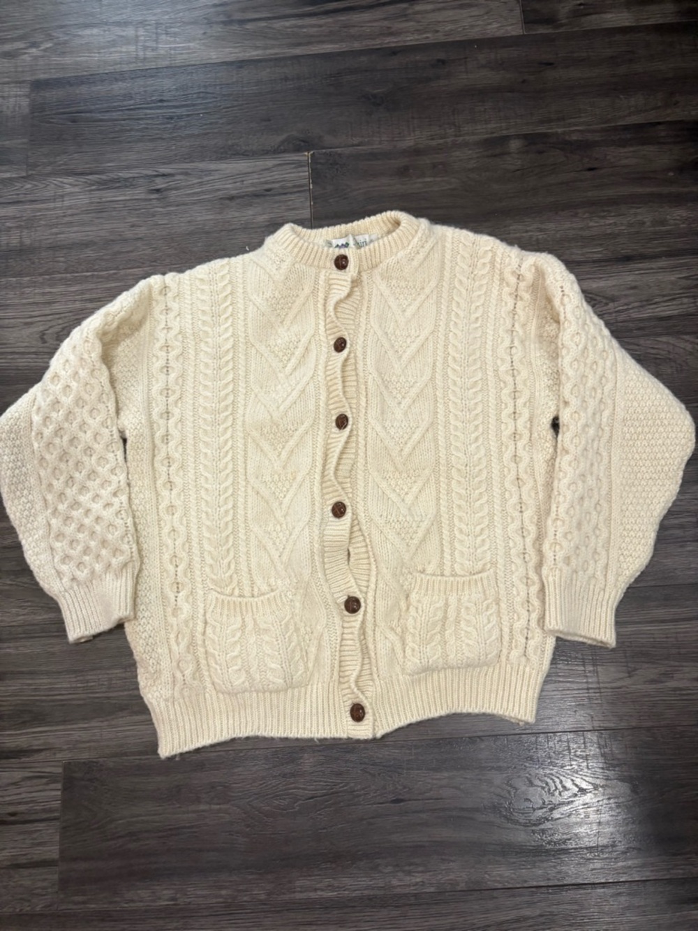 AMIRI Cream Cable Knit Button Front Cardigan